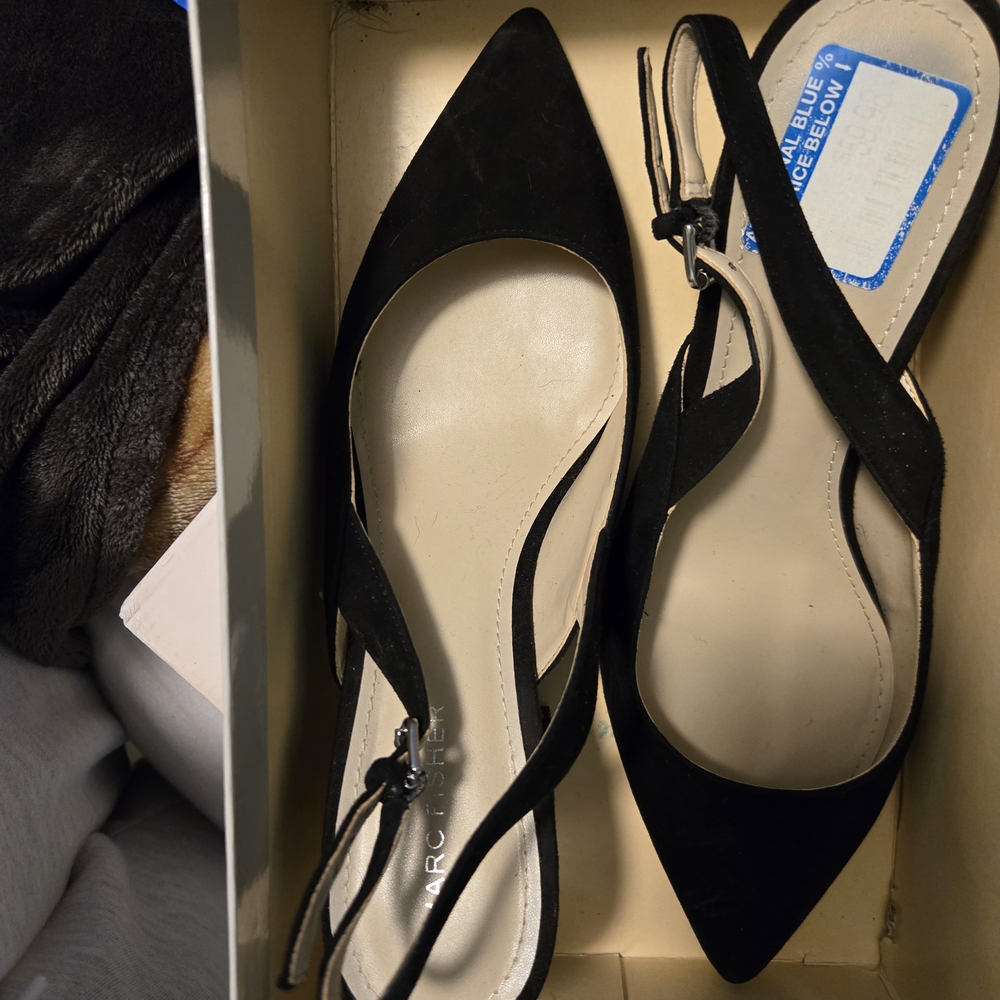 Marc Fisher Black Pointed Slingback Heels